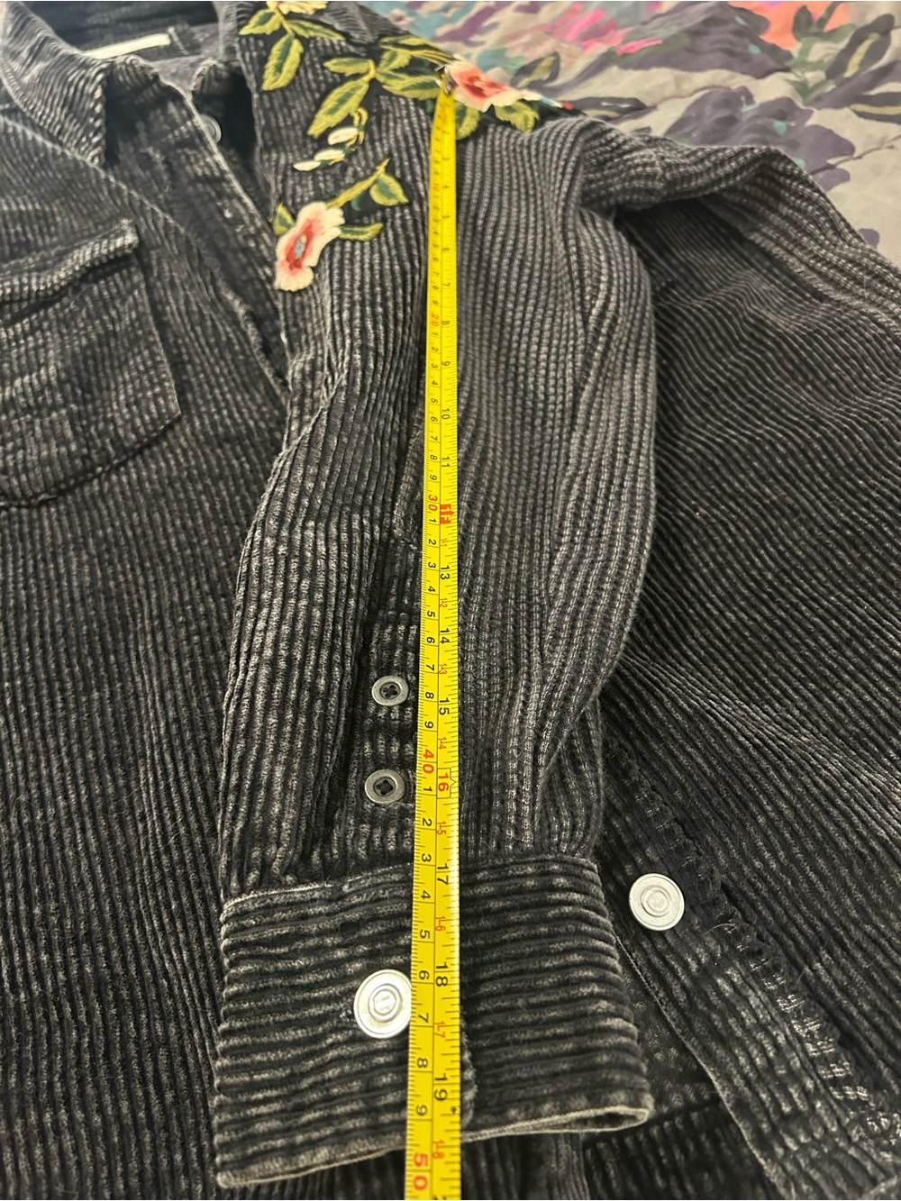 Free People Floral Embroidered Corduroy Shacket Jacket – Size M - Picture 5 of 10